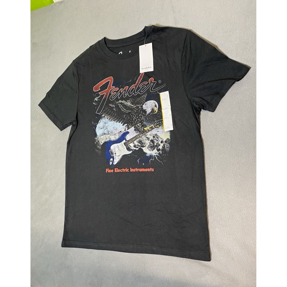 Fender Fine Electric Instruments Eagle Graphic T-Shirt Black Men's S Rock Grunge